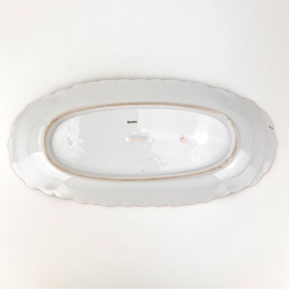 Antique Germany Gold Trim Porcelain Monogram Serving Bowl Dish - Picture 5 of 11